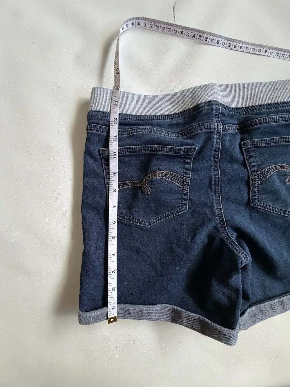 Justice Girls Size 14 Denim Pull On Shorts Drawstring Waist Dark Wash